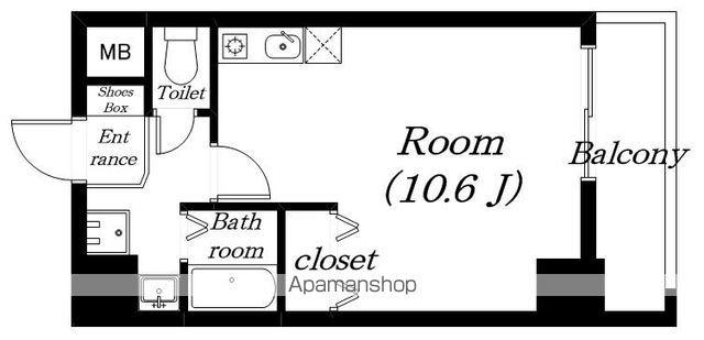 ミラージュ大津京(ワンルーム/6階)の間取り写真