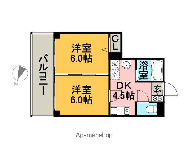 フリューゲル高砂(2K/4階)の間取り写真