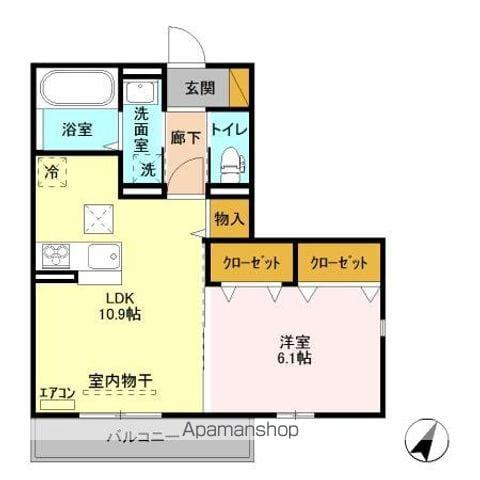 ゼピュロスみどりのD棟(1LDK/1階)の間取り写真