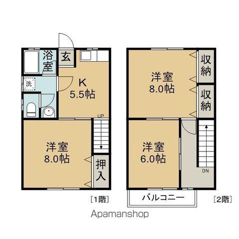 ハーモニーS A棟(3K/1階)の間取り写真