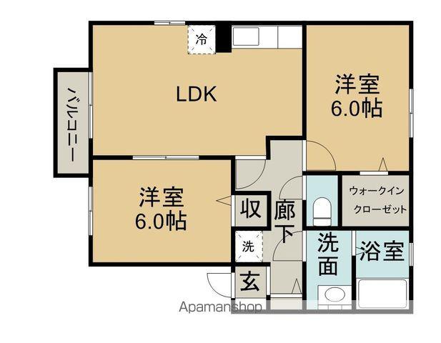 エクレール宇多津(2LDK/2階)の間取り写真