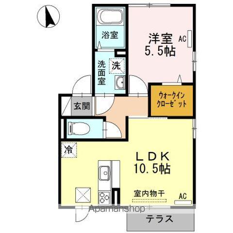 SEKUTO B棟(1LDK/1階)の間取り写真