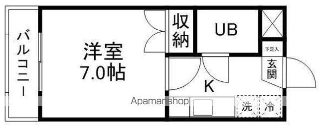 コーポ中島丁(1K/2階)の間取り写真