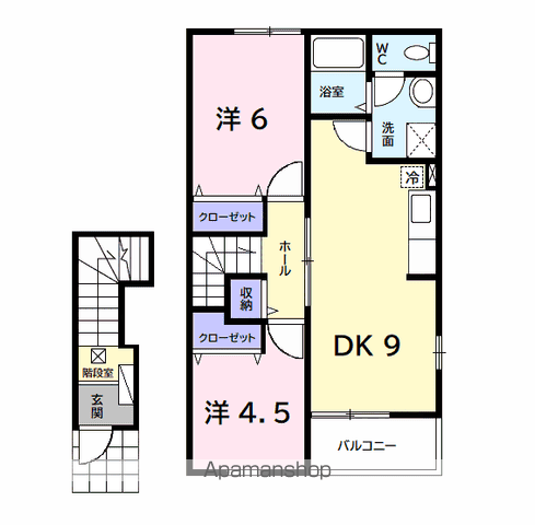 プラムフィールドD(2DK/2階)の間取り写真