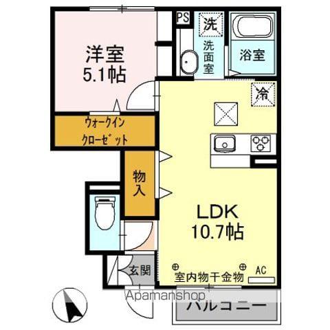 カルテット信濃(1LDK/1階)の間取り写真