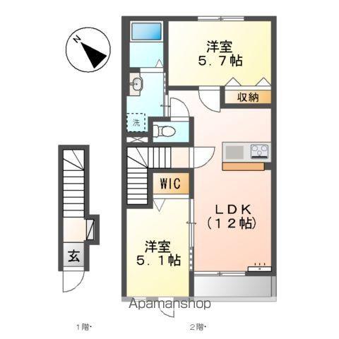 クオリア(2LDK/2階)の間取り写真