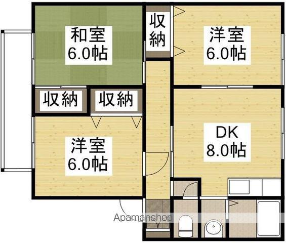 ファミール宮川D棟(3DK/1階)の間取り写真