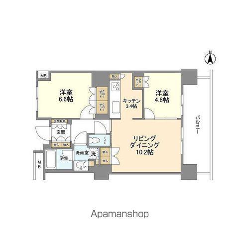 豊洲シエルタワー(2LDK/18階)の間取り写真