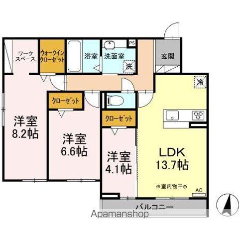 リヴェール的場(3LDK/2階)の間取り写真