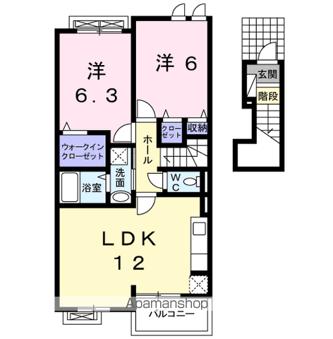 ジャムタウンW(2LDK/2階)の間取り写真