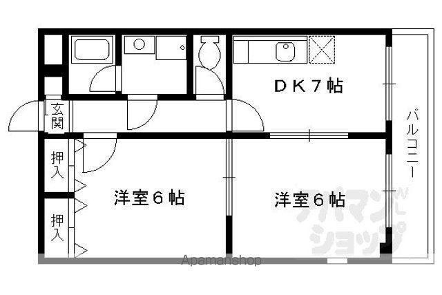 N S 北山(2DK/4階)の間取り写真