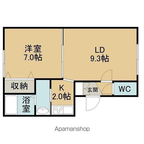 リバティー眺陽台(1LDK/2階)の間取り写真