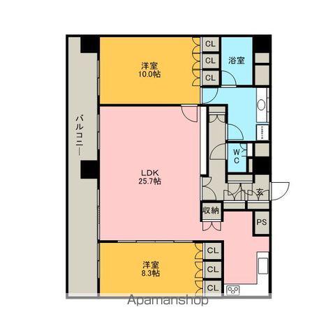 グランアベニュー名駅(2LDK/14階)の間取り写真