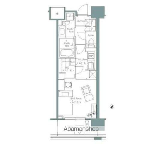 パークアクシス うつぼ公園(1K/8階)の間取り写真