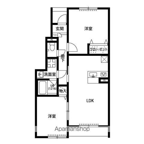 アスピリア Ⅰ(2LDK/1階)の間取り写真