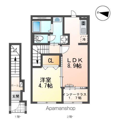 スターテラスⅡ日吉台(1LDK/2階)の間取り写真