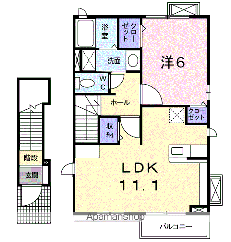 マロンデ・ボニート(1LDK/2階)の間取り写真