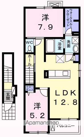ルミエールⅡ(2LDK/2階)の間取り写真