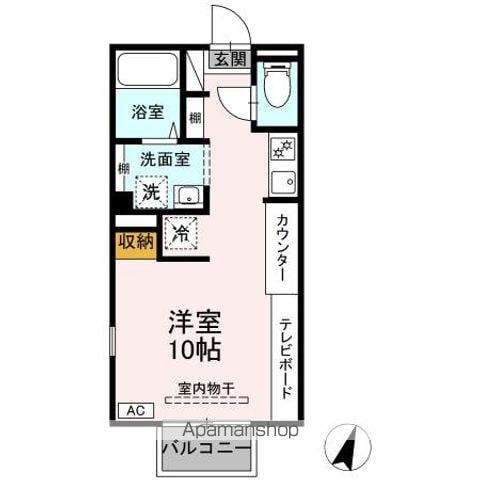 プリシェールコンフォール2(ワンルーム/1階)の間取り写真