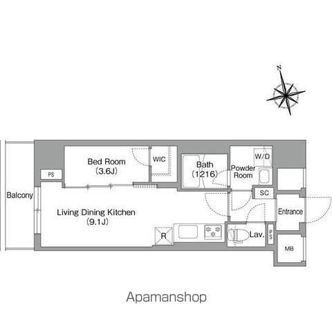 コンフォリア・リヴ南砂町イースト(1LDK/7階)の間取り写真