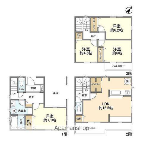 東武鉄道東上線 上福岡駅 徒歩16分 3階建 築1年(4LDK)の間取り写真