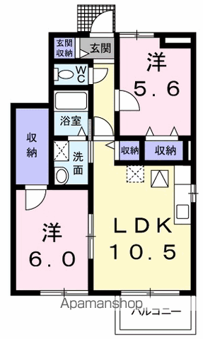 インフィニティⅣ(2LDK/1階)の間取り写真