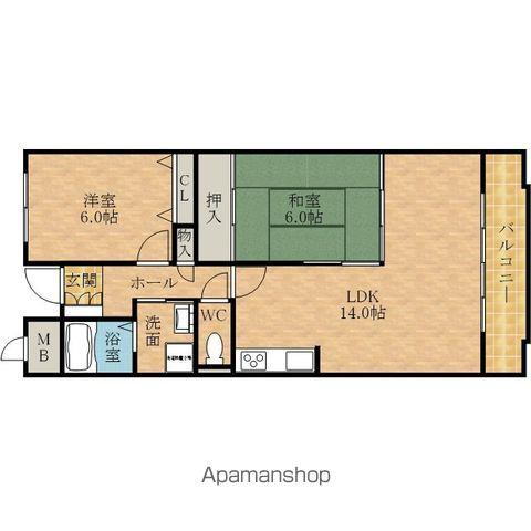 グリーングラス久米田(2LDK/6階)の間取り写真