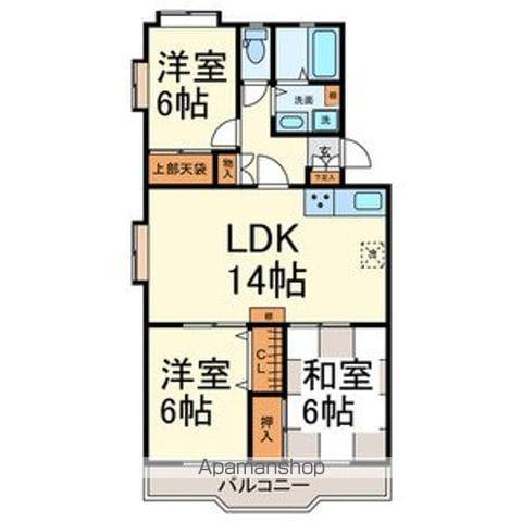 一社デューゼ(3LDK/2階)の間取り写真