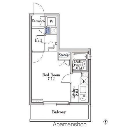 ラクラス学芸大学(1K/1階)の間取り写真