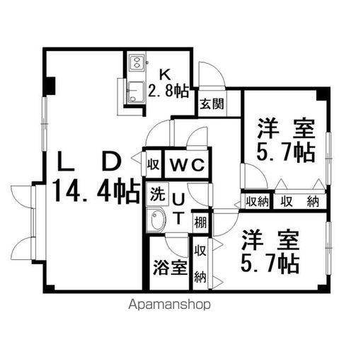 グラン・クリスタル(2LDK/1階)の間取り写真