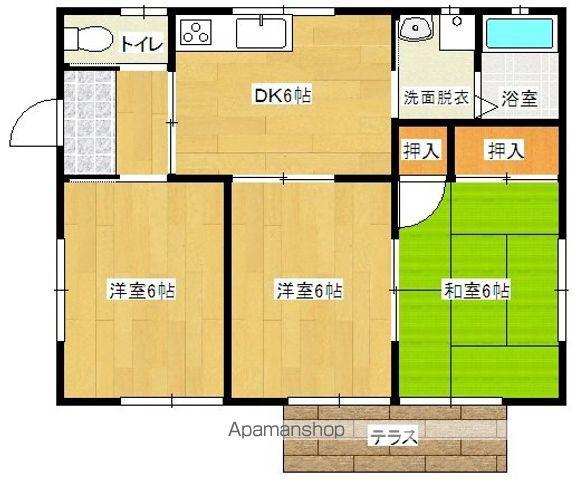 吉都線 日向庄内駅 徒歩13分 1階建 築21年(3DK)の間取り写真