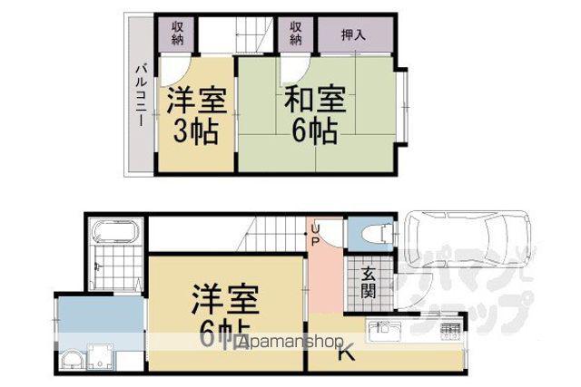 京都市東西線 山科駅 徒歩6分 2階建 築58年(3K)の間取り写真