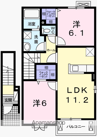 サンリット福崎Ⅱ(2LDK/2階)の間取り写真