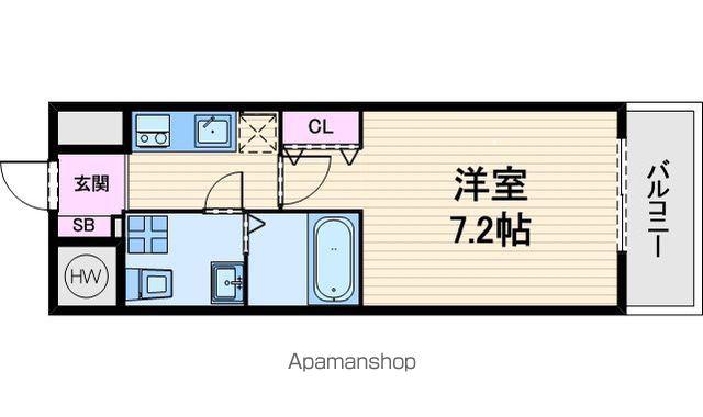 グランプラス谷町(1K/8階)の間取り写真