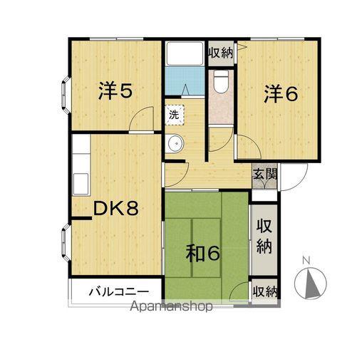 ウィステリアA(3DK/1階)の間取り写真