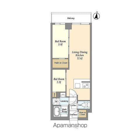 アジールコート練馬中村橋(2LDK/3階)の間取り写真