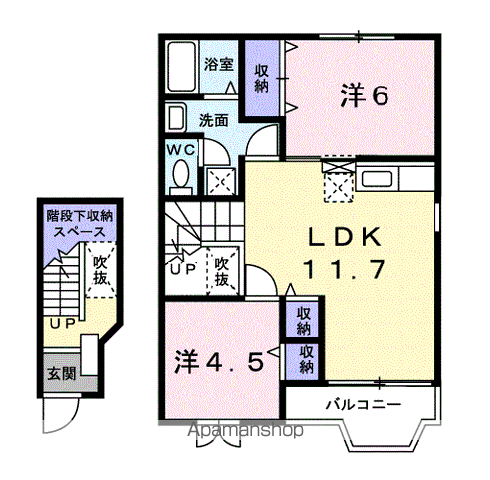 ヴィラ・サンリット(2LDK/2階)の間取り写真