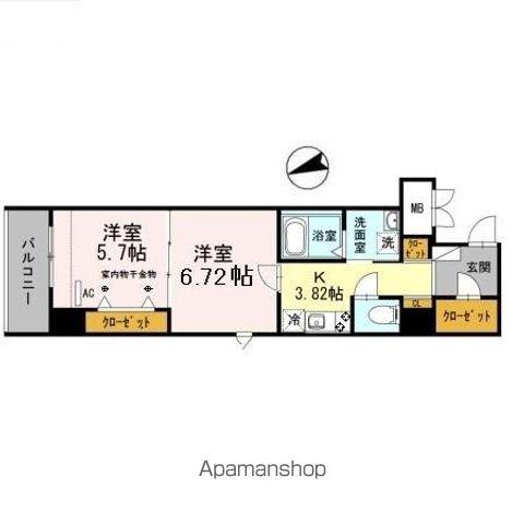 ラフィネ(2K/7階)の間取り写真