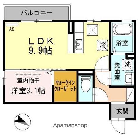ソアリング(1LDK/1階)の間取り写真
