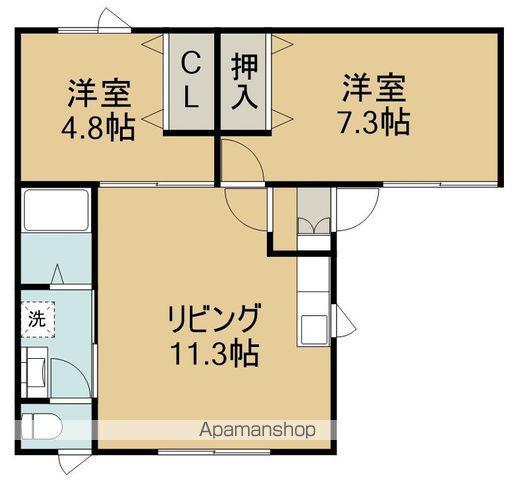 ウィング桔梗(2LDK/2階)の間取り写真