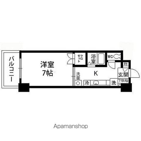 ベルボア(1K/6階)の間取り写真