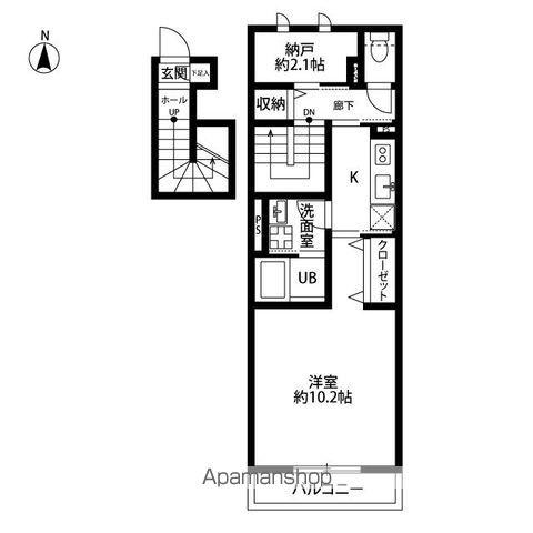 中央本線 国立駅 徒歩14分 2階建 築11年(1K/2階)の間取り写真