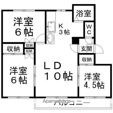 コーポ緑苑(3LDK/2階)の間取り写真