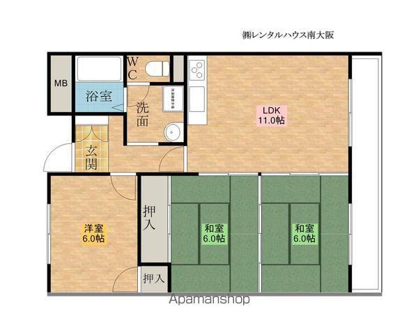 ハイツ大善(3LDK/3階)の間取り写真
