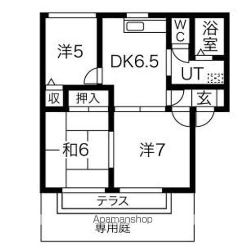 パークハイツ北洞B(3DK/1階)の間取り写真