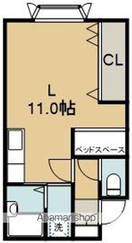 コーポリリーⅢ(ワンルーム/2階)の間取り写真