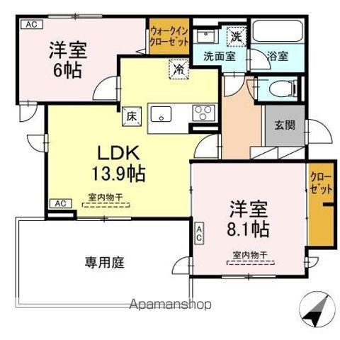 TORISIA向中野 IV(2LDK/1階)の間取り写真