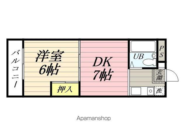 レジデンス花京院(1DK/1階)の間取り写真