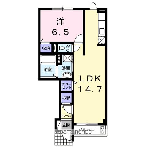 グランSフィールドⅢ(1LDK/1階)の間取り写真