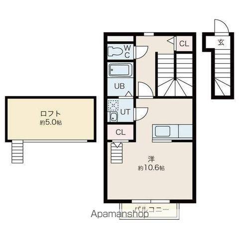 フォレスタ(ワンルーム/2階)の間取り写真